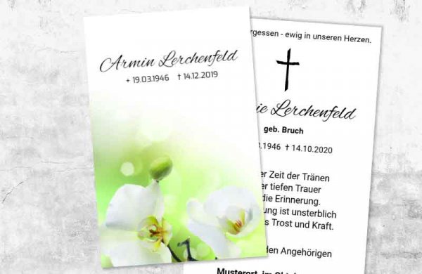 Gedenkbild Orchidee in weiß