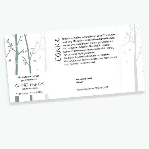 Vorlage Dankseskarten Trauer kostenlos