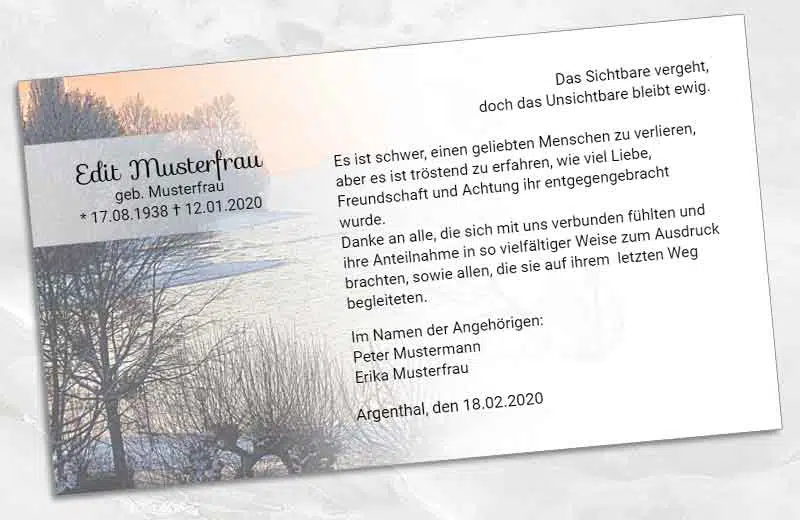 Dankeskarte Trauer Bodensee