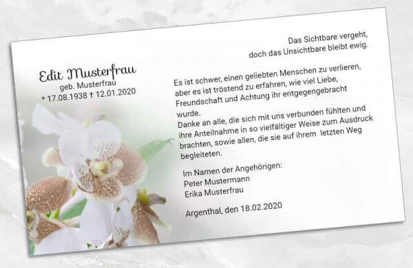 Trauer Danksagungskarte Orchidee