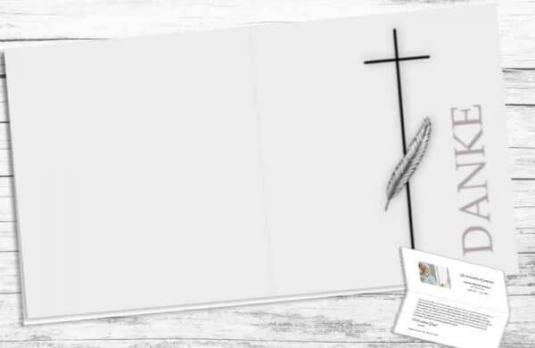 Trauer Danksagungskarte Kreuz und Palme