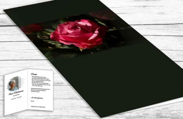 Trauer Danksagungskarte rote Rose