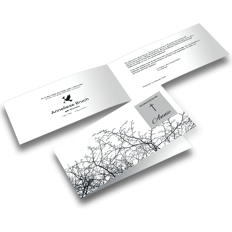 Trauerkarte Dornen in schwarz-weiß