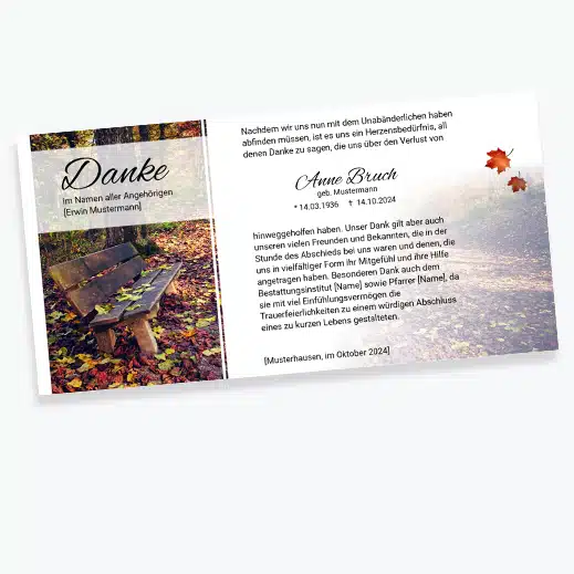 Persönliche Danksagung nach Trauerfall