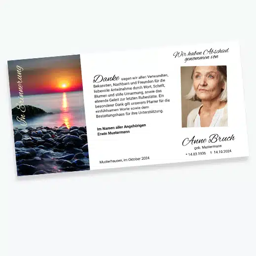 Trauer Danksagungskarten mit Umschlag