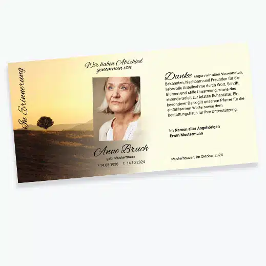Danksagungskarten für Trauerfall