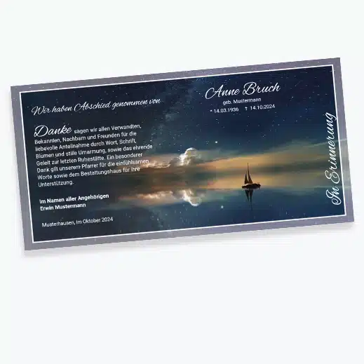 Trauerdanksagung Segelschiff