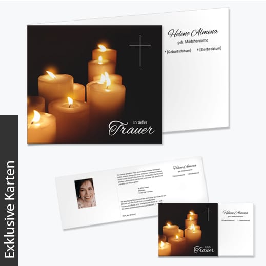 Trauerkarte mit Kerzen