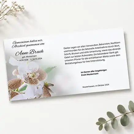 Trauerdanksagungskarte Orchidee