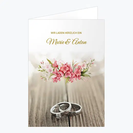Hochzeitseinladung mit Eheringen