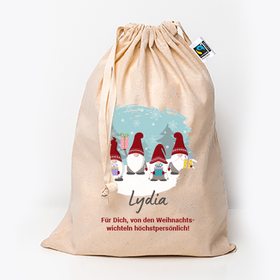 Jutesack Weihnachten personalisiert beschriften