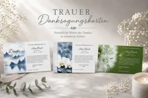 Trauer-Danksagungskarten mit verschiedenen Gestaltungsmotiven